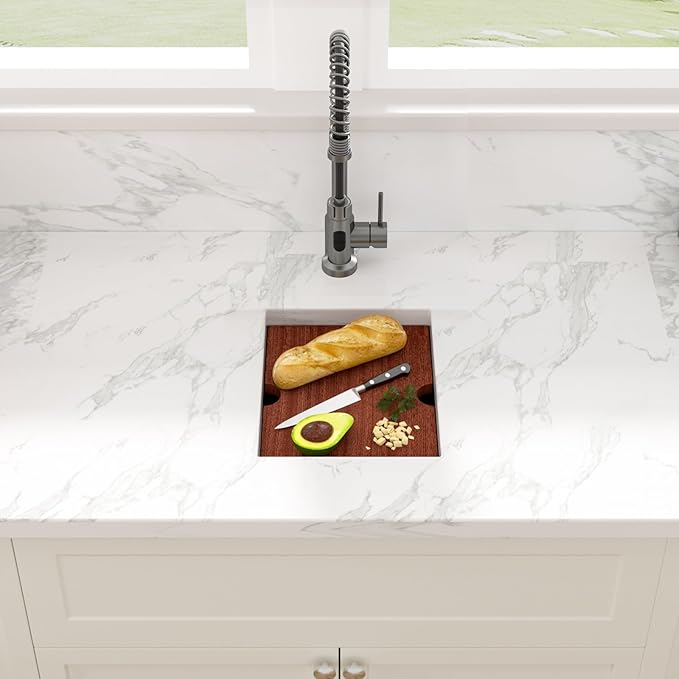 Sarlai 12 黑色吧台水槽 - 工作站吧台准备水槽青铜黑色台下单碗小杆户外 16 号不锈钢 RV 厨房水槽盆