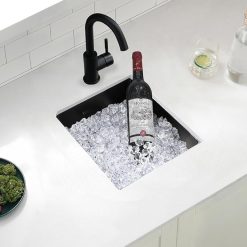Alternative view of 9x15 Inch Undermount Black Bar Sink, 9 Inch Black Undermount Small Kitchen Sink, 9"x15" 16 Gauge Under Mount Outdoor Sinks RV Sink