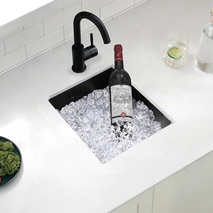 9x15 Inch Undermount Black Bar Sink, 9 Inch Black Undermount Small Kitchen Sink, 9"x15" 16 Gauge Under Mount Outdoor Sinks RV Sink - Image 2