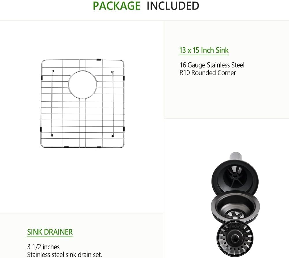 9x15 Inch Undermount Black Bar Sink, 9 Inch Black Undermount Small Kitchen Sink, 9"x15" 16 Gauge Under Mount Outdoor Sinks RV Sink - Image 6
