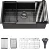 30 Black Stainless Steel Undermount Kitchen Sink, 30