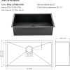 30 Black Stainless Steel Undermount Kitchen Sink, 30