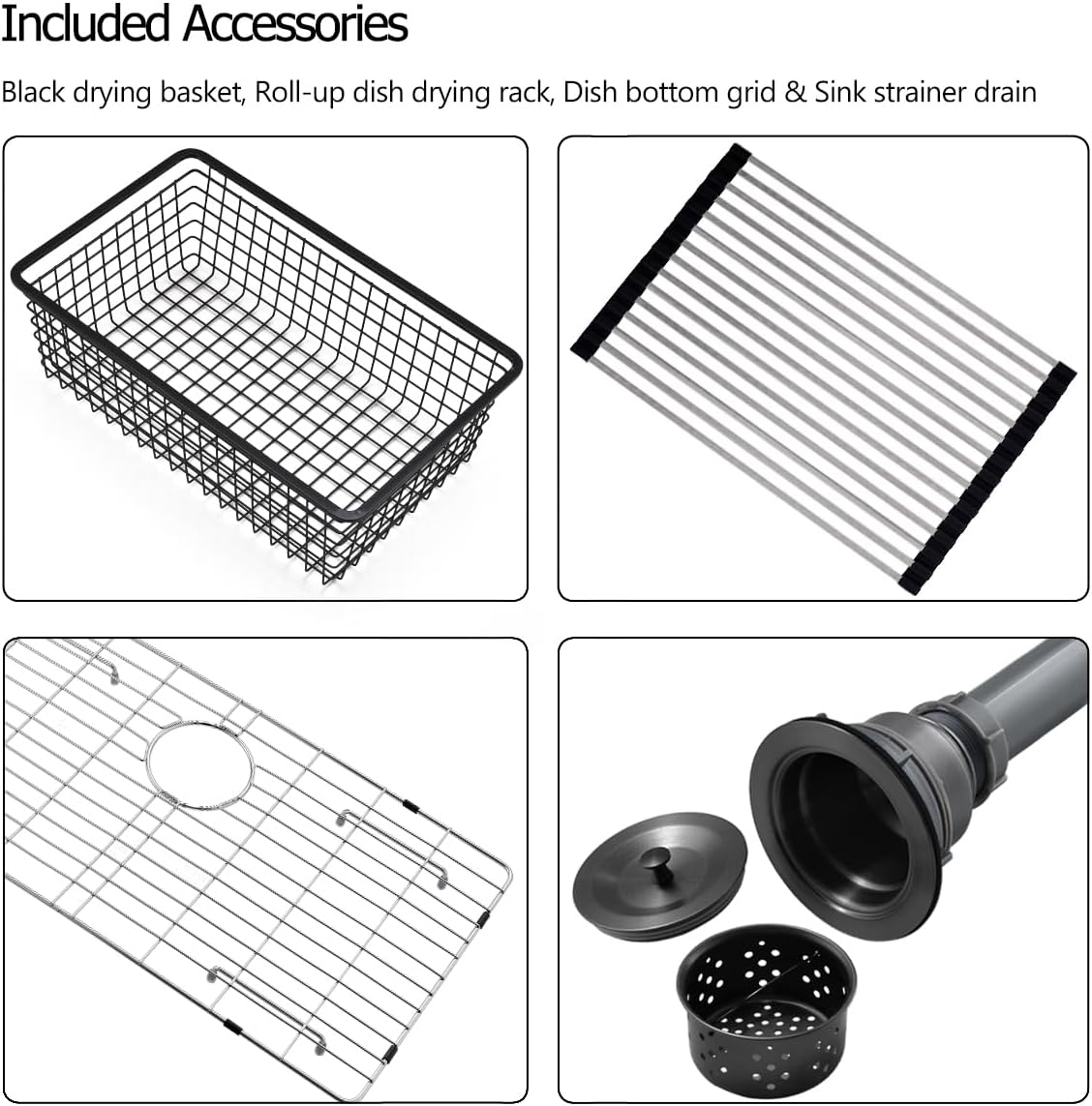 30 Black Stainless Steel Undermount Kitchen Sink, 30" x 17" x 9" 18 Gauge Gunmetal Black Stainless Steel Undermount Kitchen Sink
