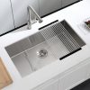 30 Stainless Steel Kitchen Sink Undermount, 30 x 17 x 9 In Stainless Steel Sink 16 Gauge Single Bowl Kitchen Sink Under-mount with Bottom Grid & Rolle