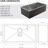 30 Stainless Steel Kitchen Sink Undermount, 30 x 17 x 9 In Stainless Steel Sink 16 Gauge Single Bowl Kitchen Sink Under-mount with Bottom Grid & Rolle