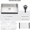 30 Stainless Steel Kitchen Sink Undermount, 30 x 17 x 9 In Stainless Steel Sink 16 Gauge Single Bowl Kitchen Sink Under-mount with Bottom Grid & Rolle
