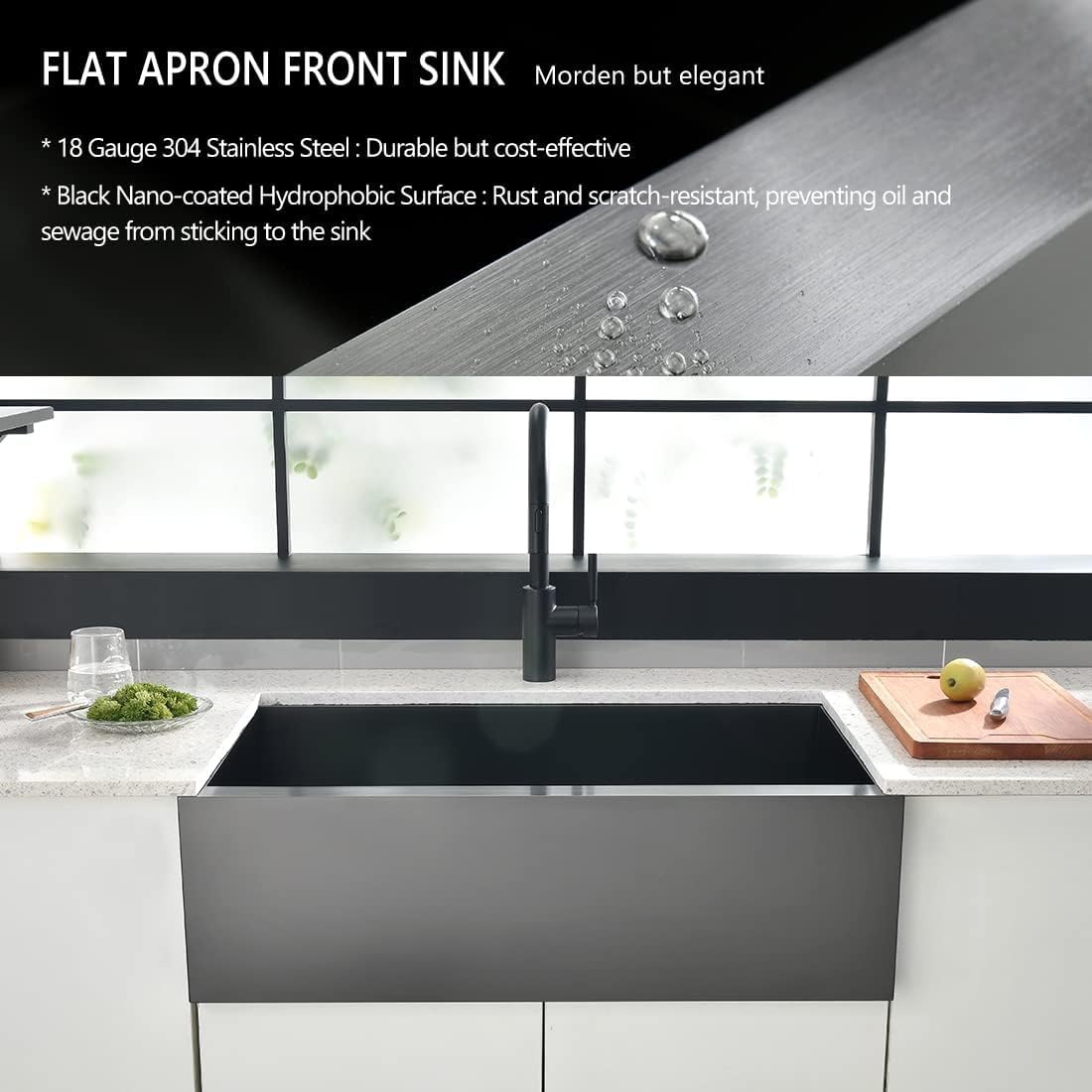 30x20 Black Undermount Farm House Sink, 30 Inch 16Gauge Black Stainless Steel Single Bowl Apron Front Farmer Kitchen Sink