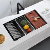32 Black Undermount Kitchen Sink, 32 x 19 x 10 In Black Stainless Steel Workstation Kitchen Sink 16 Gauge Single Bowl Sink with Accessories