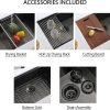 32 Black Undermount Kitchen Sink, 32 x 19 x 10 In Black Stainless Steel Workstation Kitchen Sink 16 Gauge Single Bowl Sink with Accessories