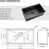 32 Black Undermount Kitchen Sink, 32 x 19 x 10 In Black Stainless Steel Workstation Kitchen Sink 16 Gauge Single Bowl Sink with Accessories