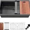 32" Undermount Workstation Kitchen Sink, 16 Gauge T304 Stainless Steel Single Bowl, 32x19x10 Deep Ledge Sink with Cutting Board, Colander & Drying Rac