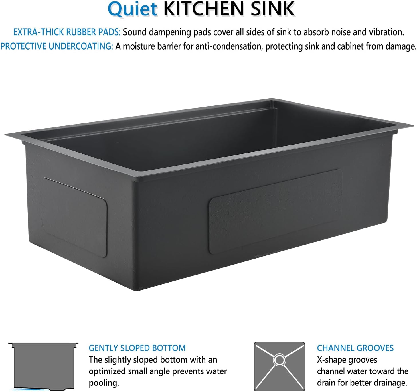 32" Undermount Workstation Kitchen Sink, 16 Gauge T304 Stainless Steel Single Bowl, 32x19x10 Deep Ledge Sink with Cutting Board, Colander & Drying Rac