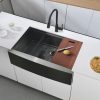 33 Black Unsermount Farmhouse Sink,33x22x10 Inches Farmhouse Kitchen Sink Black Stainless Steel Apront Front Sink with Workstation Ledge Under Mount 1