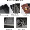 33 Black Unsermount Farmhouse Sink,33x22x10 Inches Farmhouse Kitchen Sink Black Stainless Steel Apront Front Sink with Workstation Ledge Under Mount 1
