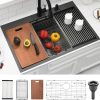 33 Drop in Black Workstation Kitchen Sink, 16 Gauge 33x22x10 Inches Black Stainless Steel Kitchen Sinks Topmount Single Bowl Sink with Workstation and