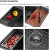 33 Drop In Black Workstation Kitchen Sink, 33x22 Inches 16 Gauge Nano Black Stainless Steel Sink Topmount Workstation Single Bowl Kitchen Sink