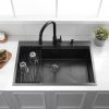 33 Drop In Black Workstation Kitchen Sink, 33x22 Inches 16 Gauge Nano Black Stainless Steel Sink Topmount Workstation Single Bowl Kitchen Sink