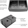 33 Inch Gunmetal Black Undermount Double Bowl Kitchen Farmhouse Sink,16 Gauge Deep Gunmetal Black Stainless Steel 33x20 Undermount Double Bowl Kitchen