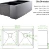 33 Inch Gunmetal Black Undermount Double Bowl Kitchen Farmhouse Sink,16 Gauge Deep Gunmetal Black Stainless Steel 33x20 Undermount Double Bowl Kitchen