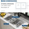 33 Inch Undermount Double Bowl Kitchen Sink, Brushed Finish,with Bottom Grid and Drain Strainer