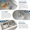 33 Inch Undermount Double Bowl Kitchen Sink, Brushed Finish,with Bottom Grid and Drain Strainer