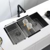 33x17 Black Double Bowl Kitchen Sink Undermount,33x17x9 Inches 16 Gauge Black Stainless Steel Undermount 60/40 Double Sink with