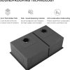 33x17 Black Double Bowl Kitchen Sink Undermount,33x17x9 Inches 16 Gauge Black Stainless Steel Undermount 60/40 Double Sink with