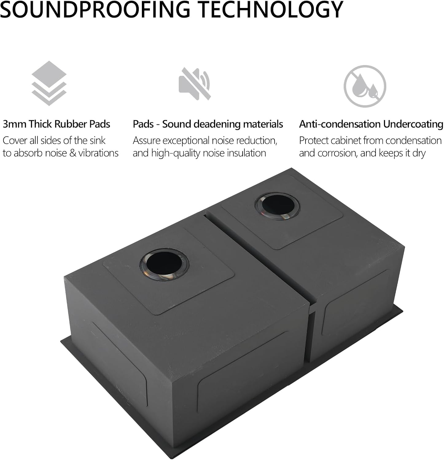 33x17 Black Double Bowl Kitchen Sink Undermount,33x17x9 Inches 16 Gauge Black Stainless Steel Undermount 60/40 Double Sink with