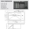 33x19 Drop In Black Kitchen Sink with Glass Rinser, 33x19x10 Inches Drop In 16 Gauge Gunmetal Black Stainless Steel Single Bowl Workstation Kitchen Si