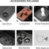 33x19 Drop In Black Kitchen Sink with Glass Rinser, 33x19x10 Inches Drop In 16 Gauge Gunmetal Black Stainless Steel Single Bowl Workstation Kitchen Si