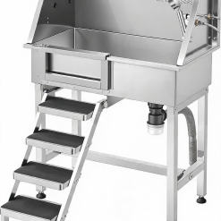 34" Dog Washing Station Professional Stainless Steel Pet Grooming Tub Bathtub Dog Wash Sink with Shower Faucet Soap Holder Non-Slip Stairs Easy-Clean