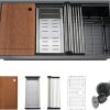 36 Black Undermount Worksation Kitchen Sink, 36x19 Inch 16Gauge Large Black Stainless Steel Undermount Kitchen Sinks With Accessories