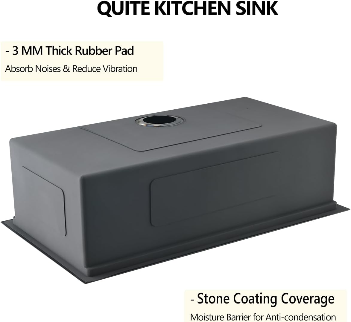 36 Black Undermount Worksation Kitchen Sink, 36x19 Inch 16Gauge Large Black Stainless Steel Undermount Kitchen Sinks With Accessories