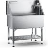 38" Stainless Steel Dog Washing Station - 304 Seamless Soaking Tub for Small & Medium Dogs, Non-Slip & Leak-Proof Pet Grooming Sink with Bottom Storag
