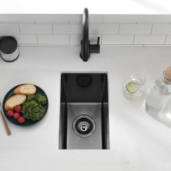 9x15 Black Undermount Small Bar Sink, 9 Inch 16Gauge Undermount Black Small Kitchen Bar Sinks