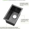 9x15 Black Undermount Small Bar Sink, 9 Inch 16Gauge Undermount Black Small Kitchen Bar Sinks