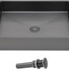 Black Vessel Sink Stainless Steel 19"x15" Bathroom Vessel Sink Gunmetal Black 16 Gauge Nano Titanium Plating Above Counter Rectangle Vanity Lavatory B