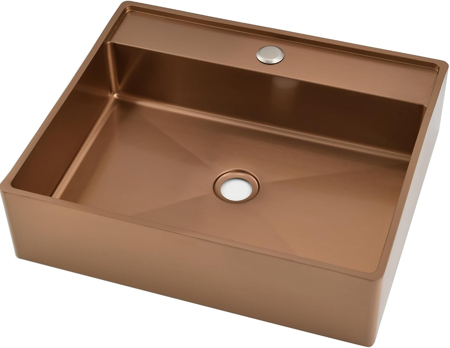 Gold Bathroom Vessel Sink, 19 x 16 Inch Stainless Steel Vessel Sink, Above Counter Rectangle Vessel Basin Bathroom Wash Sink, Sink Only