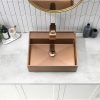 Gold Bathroom Vessel Sink, 19 x 16 Inch Stainless Steel Vessel Sink, Above Counter Rectangle Vessel Basin Bathroom Wash Sink, Sink Only