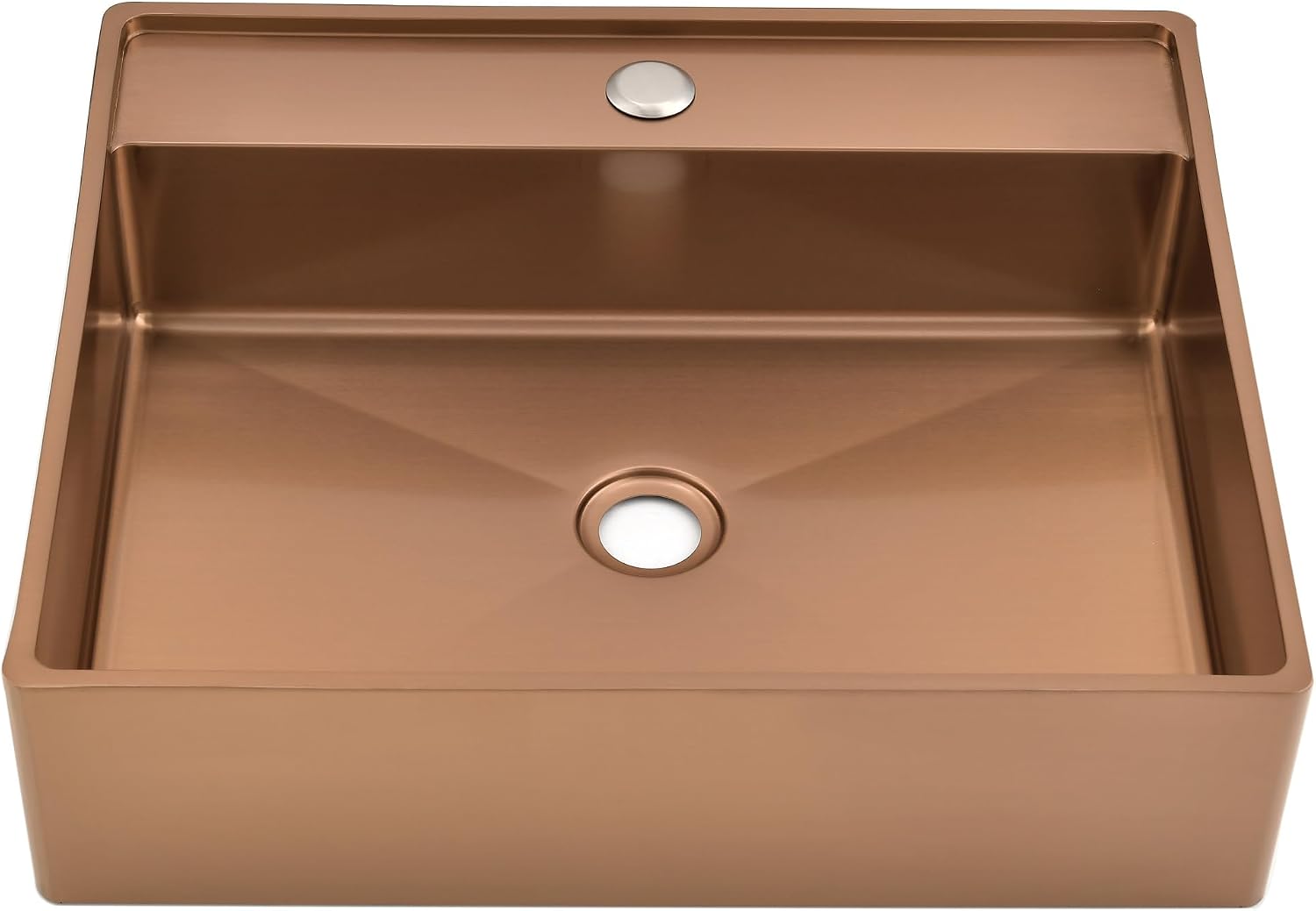 Gold Bathroom Vessel Sink, 19 x 16 Inch Stainless Steel Vessel Sink, Above Counter Rectangle Vessel Basin Bathroom Wash Sink, Sink Only