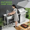 Stainless Steel Utility Sink with Right-Hand Drawer, Heavy Duty Freestanding Laundry Sink Workstation for Outdoor Kitchen, Garage & Pet Wash, Commerci