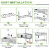 Stainless Steel Utility Sink with Right-Hand Drawer, Heavy Duty Freestanding Laundry Sink Workstation for Outdoor Kitchen, Garage & Pet Wash, Commerci