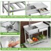 Stainless Steel Utility Sink with Right-Hand Drawer, Heavy Duty Freestanding Laundry Sink Workstation for Outdoor Kitchen, Garage & Pet Wash, Commerci