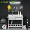 Stainless Steel Utility Sink with Right-Hand Drawer, Heavy Duty Freestanding Laundry Sink Workstation for Outdoor Kitchen, Garage & Pet Wash, Commerci